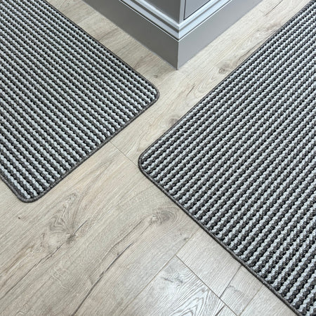 Berber wool look black cream beige twist machine washable door mat rug runner 2 sizes