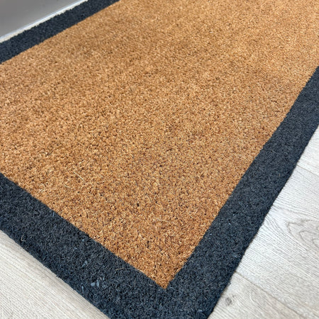 Coir & Grey Boarder Door Mat rug 2 Sizes Available