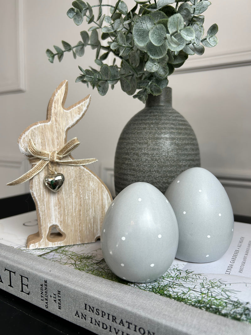 Natural Ceramic Two Tone Ribbed Bunny easter