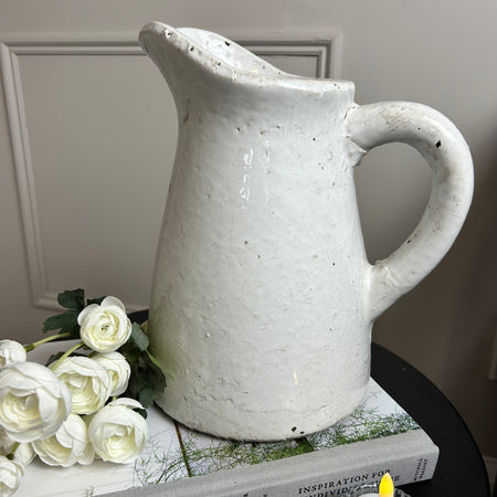 Heavy large Off White Jug With Tilted Spout