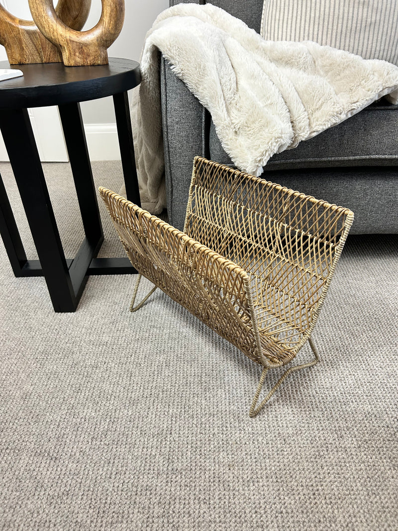 Small lined rectangular wicker basket