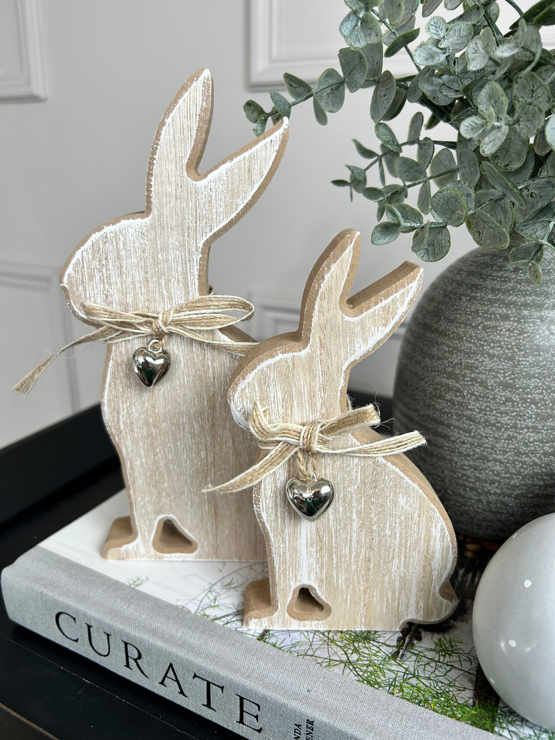 Easter Wooden white rabbit