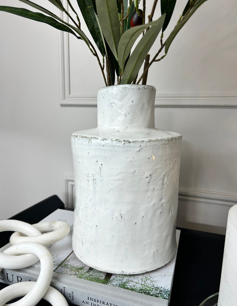 Chunky white rustic finish vase