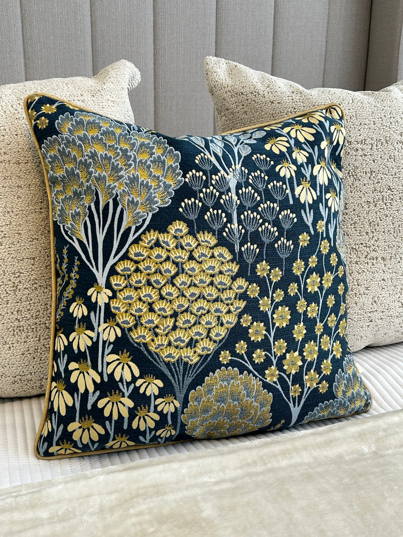 Navy abstract cushion with tassel cushions 45cm