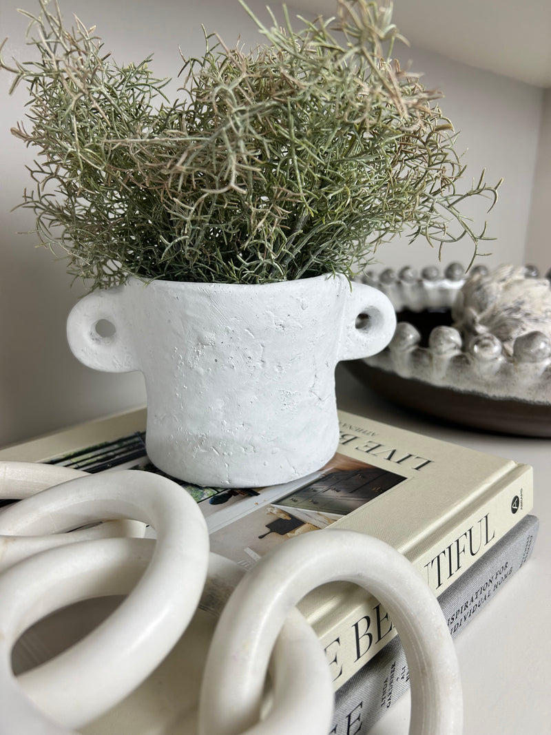 Oval ribbed slim neutral taupe vase