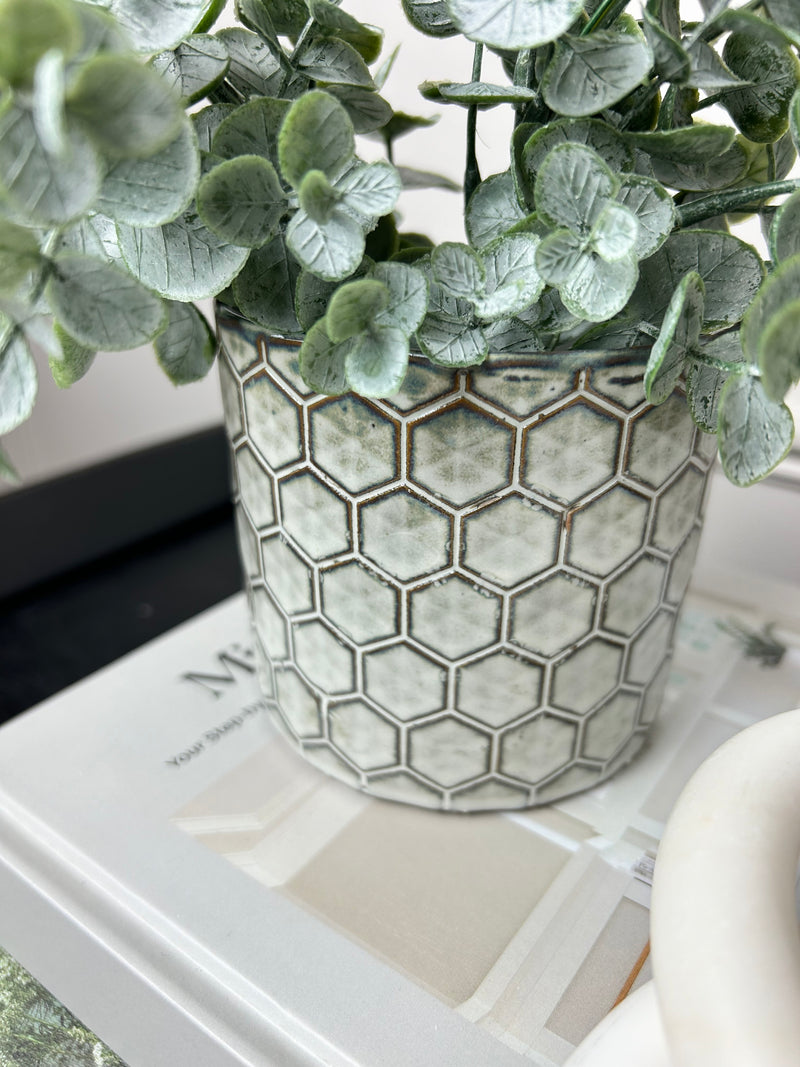 Honeycomb Neutral Two Tone Plant Pot