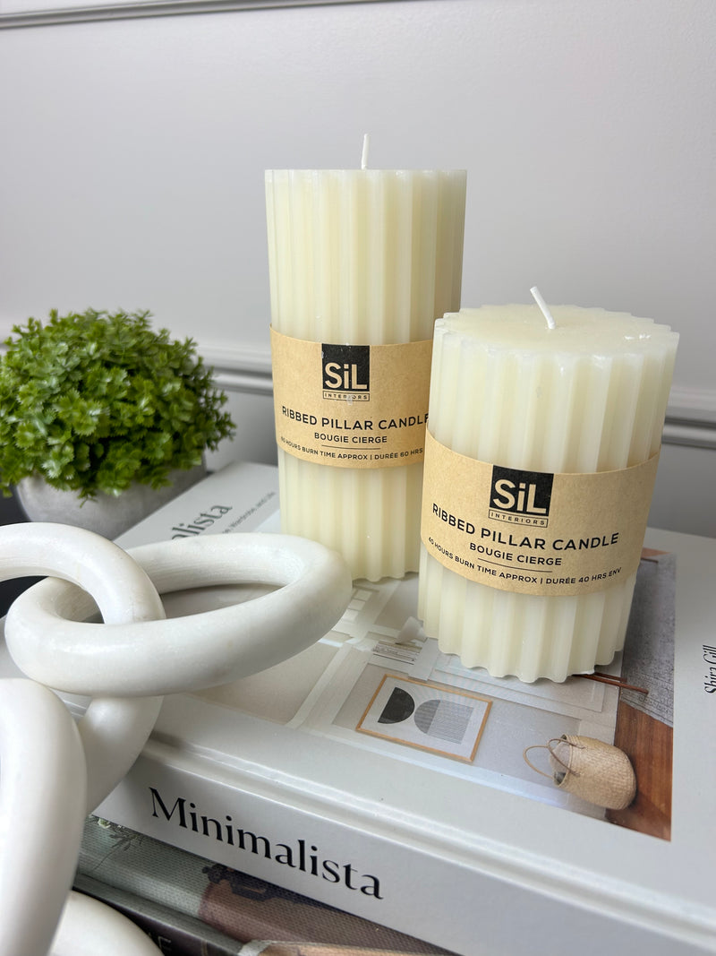 Prices off white pillar candle