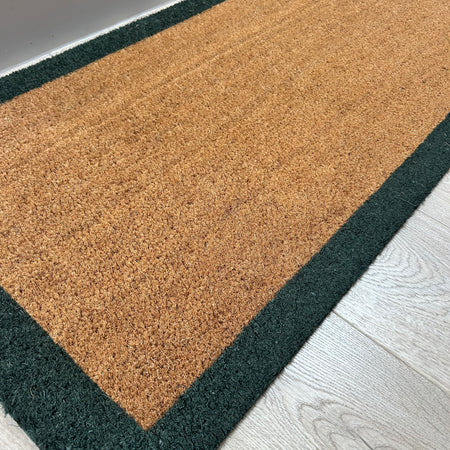 Green boarder coir long runner door mat rug 55x125cm