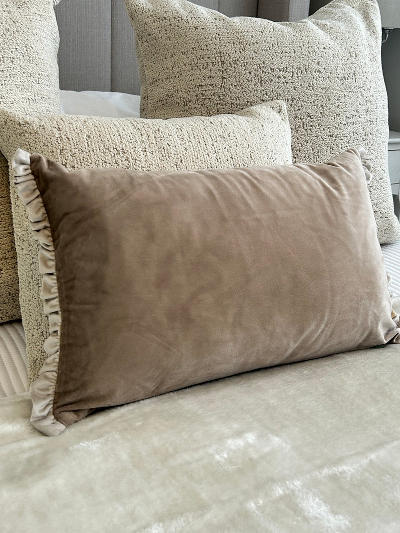 Taupe Ripple Plush Velvet Cushion 50cm x 50cm