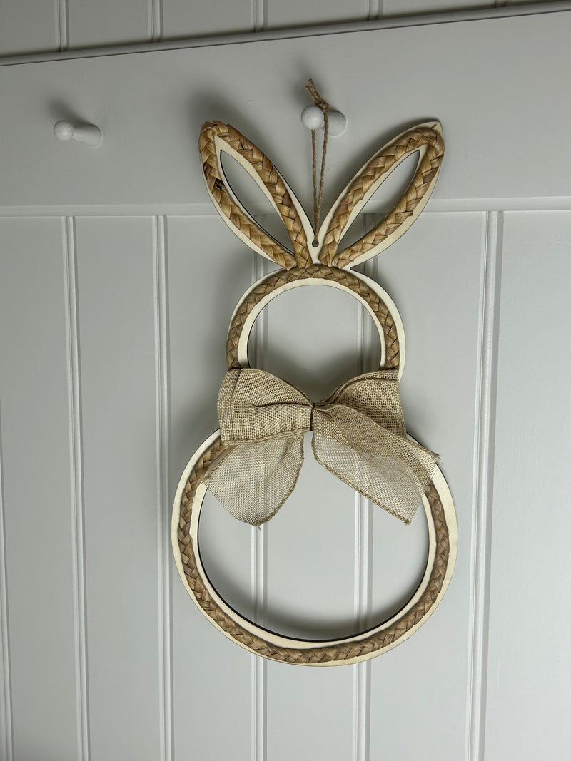 Large Jute Plaited woven Easter Bunny Hanging Wreath 48cm