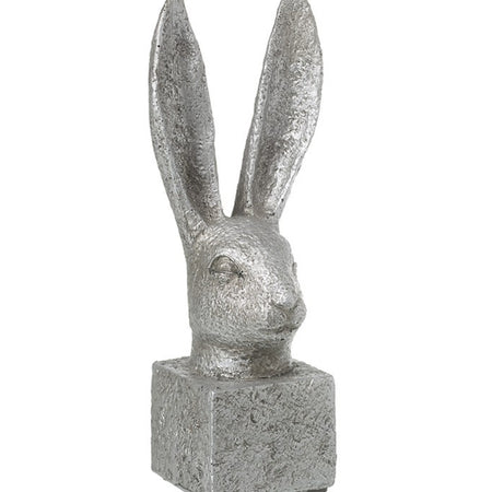 Stone hare rabbit head on stand
