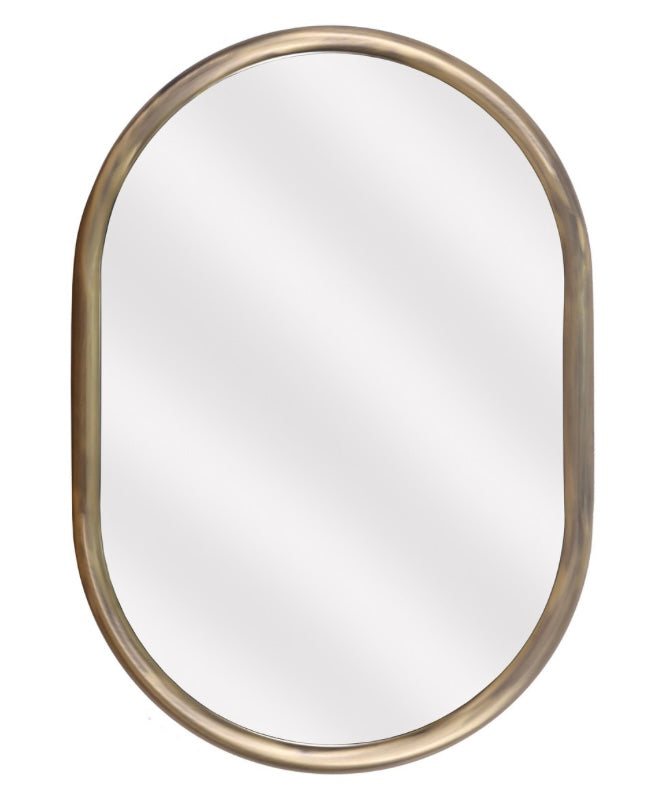 Antique brushed Brass gold Oval Shaped Wall Hung Mirror