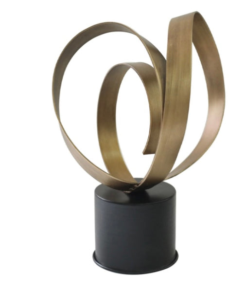 Antique Gold Abstract Sculpture on black Stand Abode