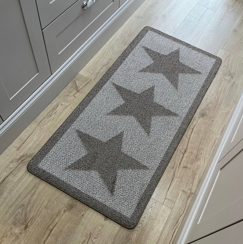 Navy Blue Star Door washable rug Runner 67cm by 150cm and 67cm by 200cm