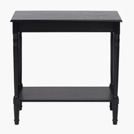 Black rectangular turned leg console table