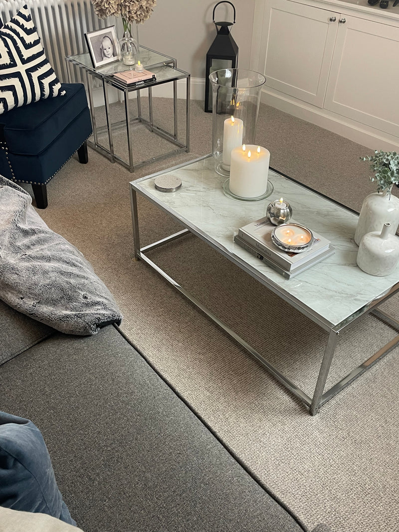 Metal and marble look coffee table