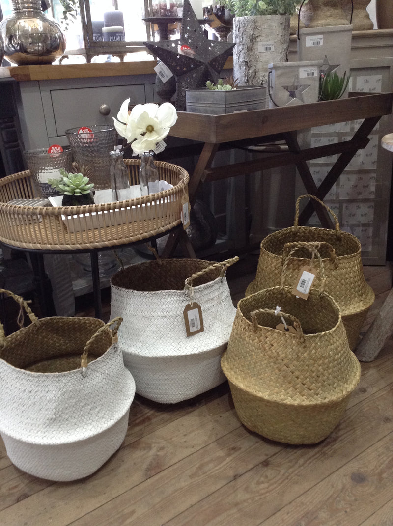 Large White Grass seagrass belly Basket