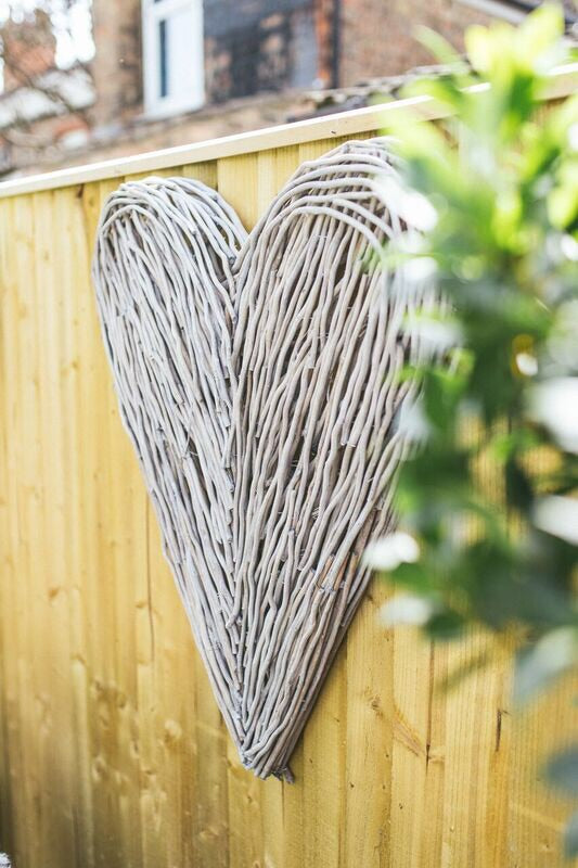 Off white grey chunky twig double heart