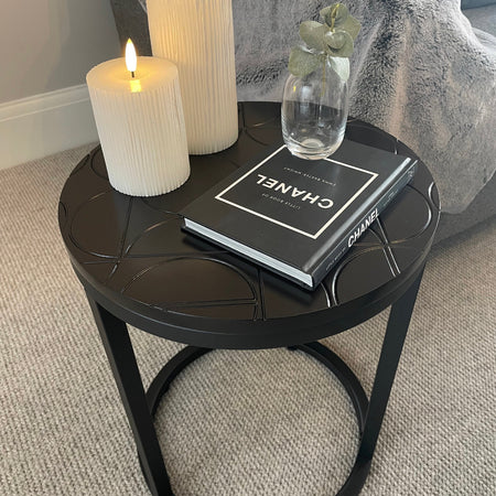 Store second black patterned side table