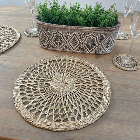Seagrass Weave woven Round Placemats Set Of 4
