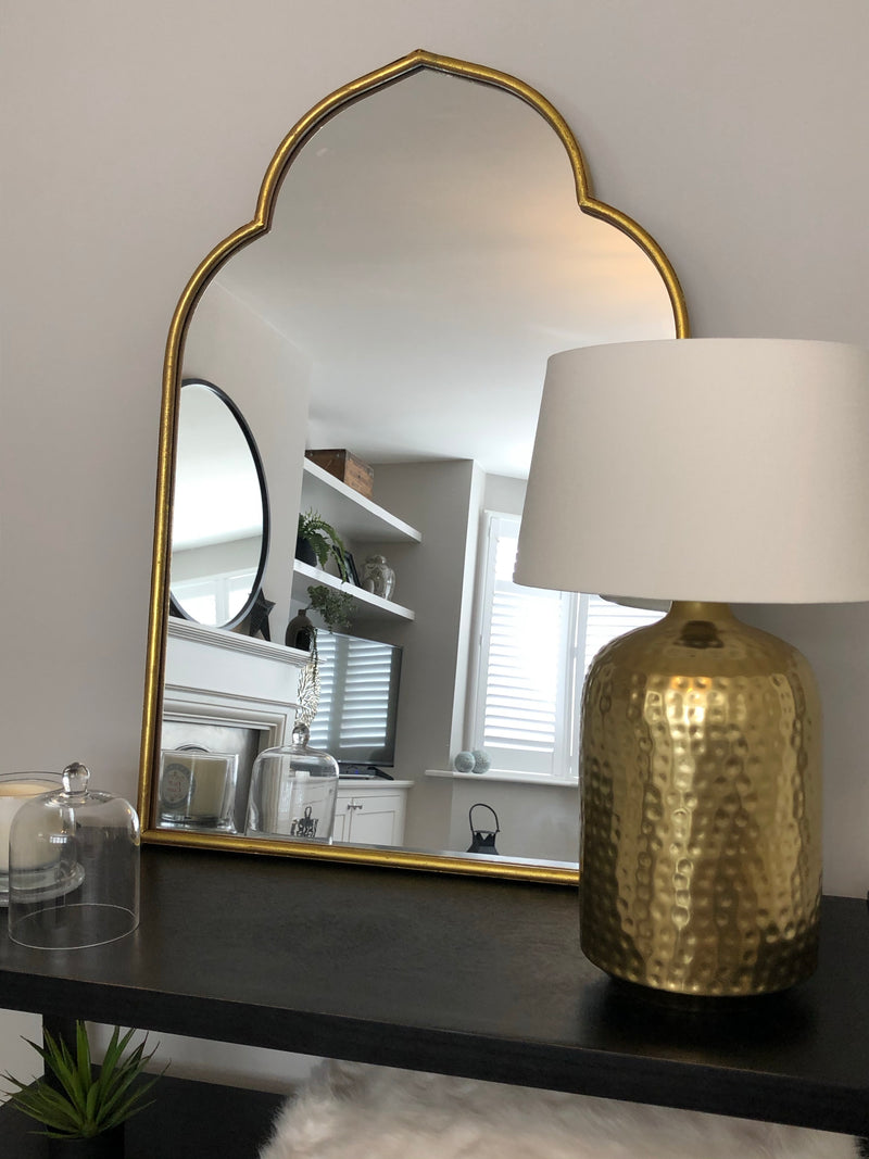 Gold Moroccan shaped mirror