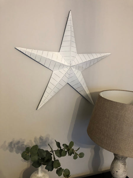 Extra Large white lined metal barn star 74cm – Abode