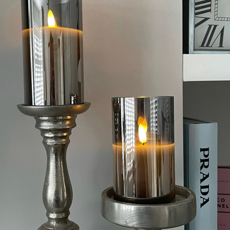 Smoked Grey Flameless LED Candle 18cm