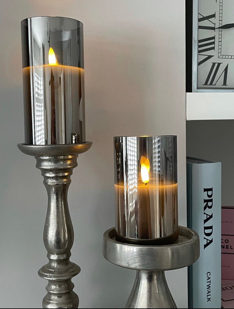 Smoked Grey Flameless LED Candle 18cm