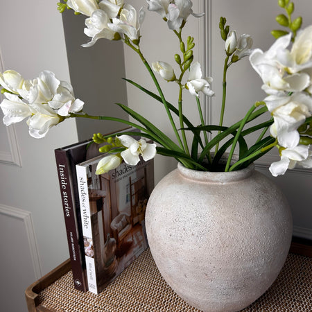 Handmade textured limestone look ceramic vase style 1