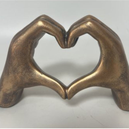 Bronze Heart Hands Sculpture