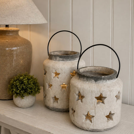 Bloomville Large Stone cut out star Lantern 2 sizes