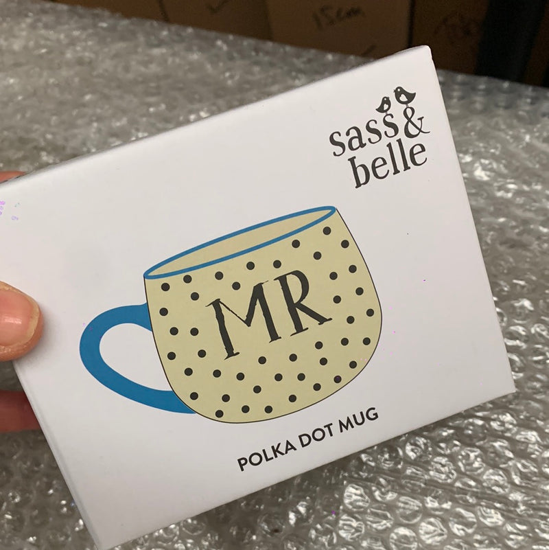 Polka Dot ‘Mr’ Mug large blue green