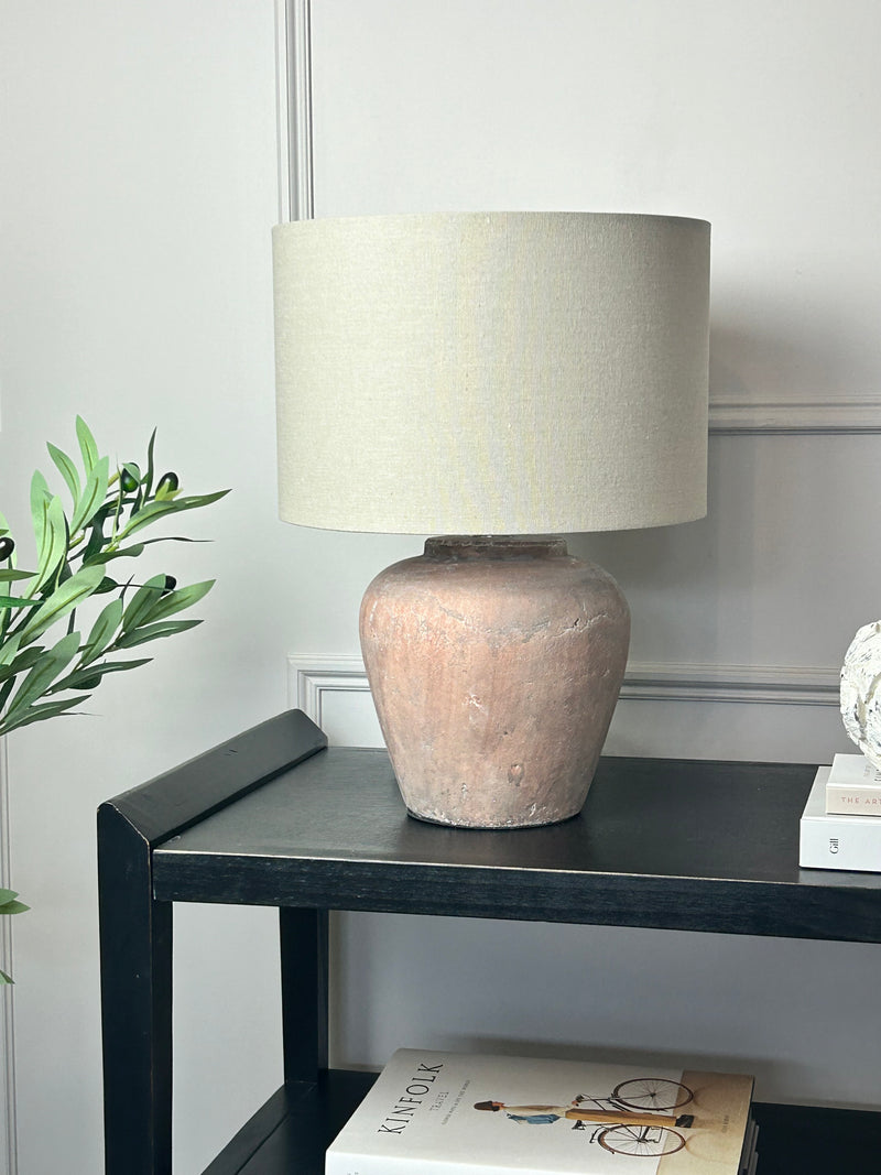 Siena rustic brown table lamp linen shade