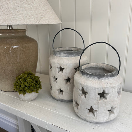 Bloomville Large Stone cut out star Lantern 2 sizes