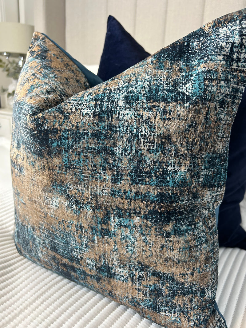 Trulli gold bronze blue luxury feather filled  cushion