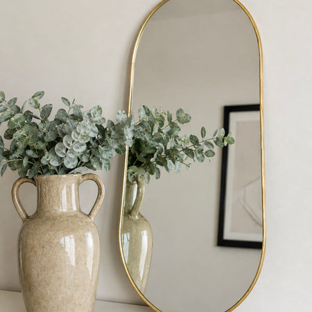 Gold trim oval mirror 20x40