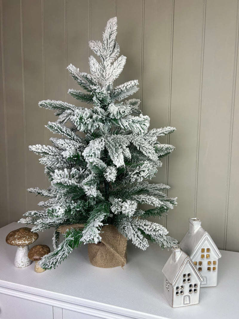 Snowy tree with jute hessian base 60cm