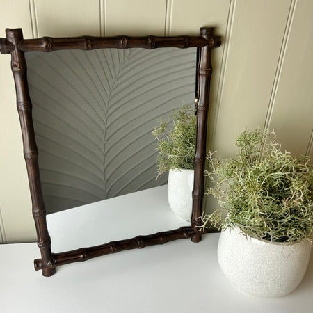 Bamboo Effect Dark Framed Rectangular Mirror 41cmx33cm