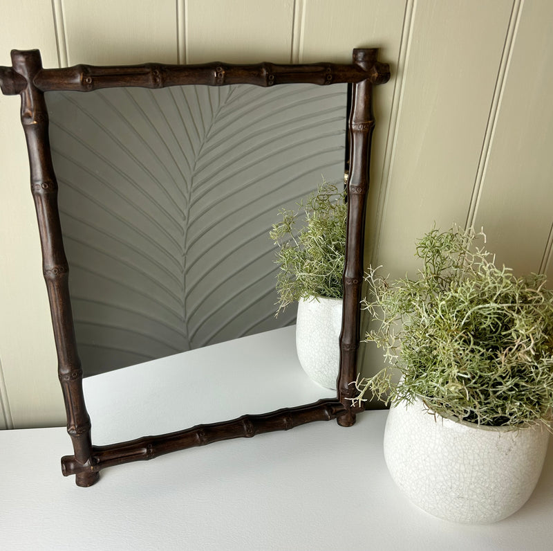 Black wood round framed mirror 90cm