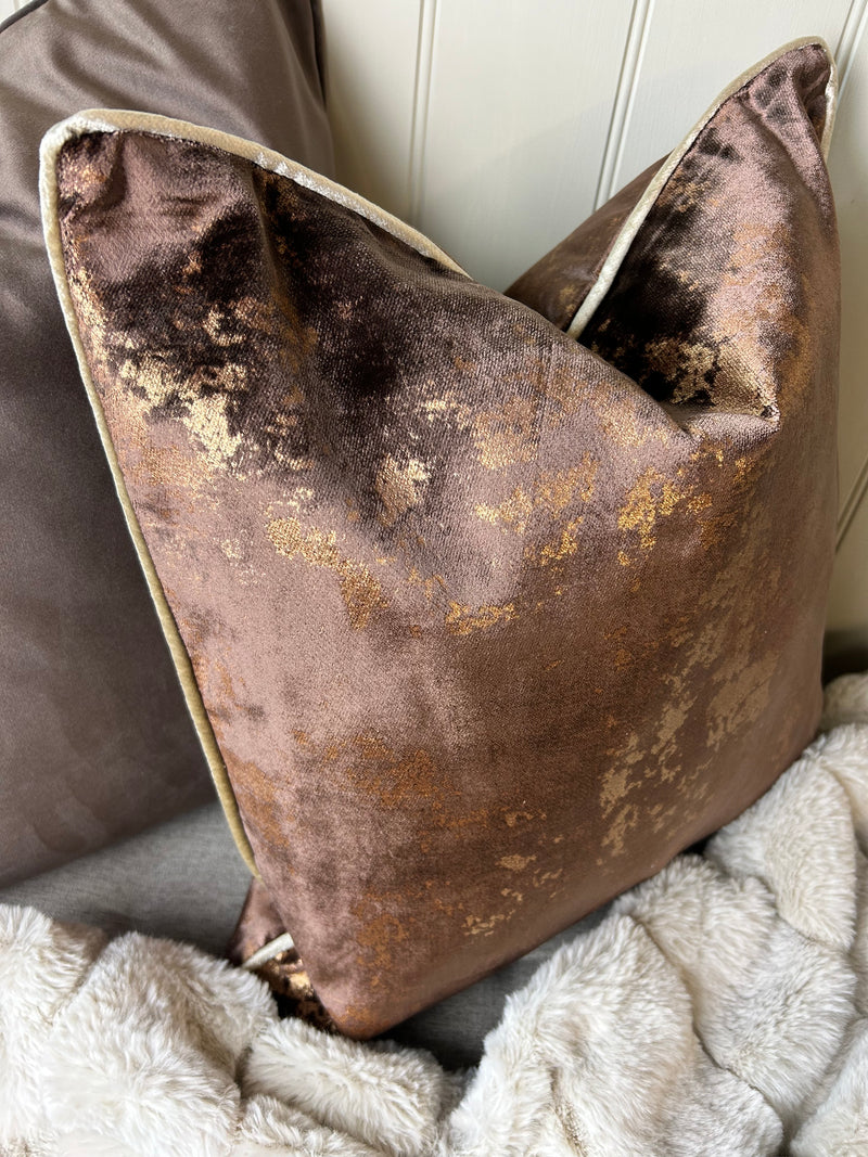 Paul Moneypenny Chocolate brown bronze Feather Filled 43cm luxury Cushion