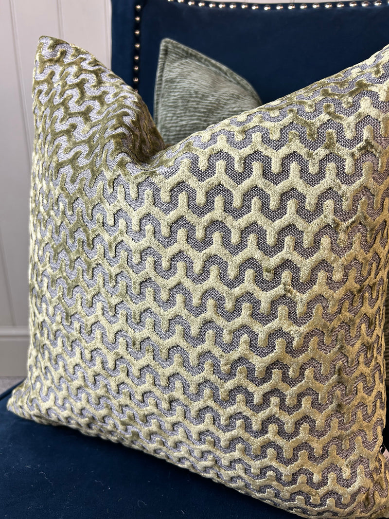Oslo luxury Olive Green textured print luxury cushion 43cm