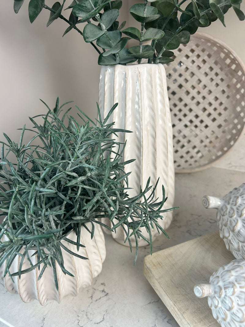 Osmington tall textured off white vase 28cm