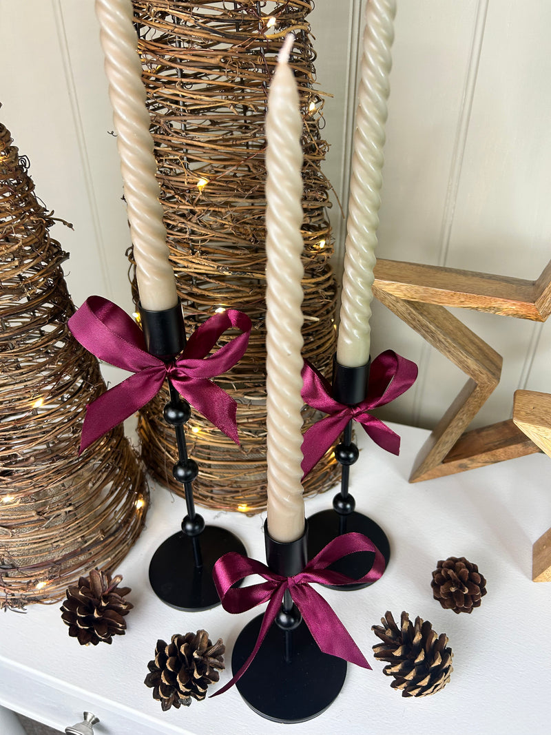 Bobble Black Metal Candlesticks, 3 Sizes