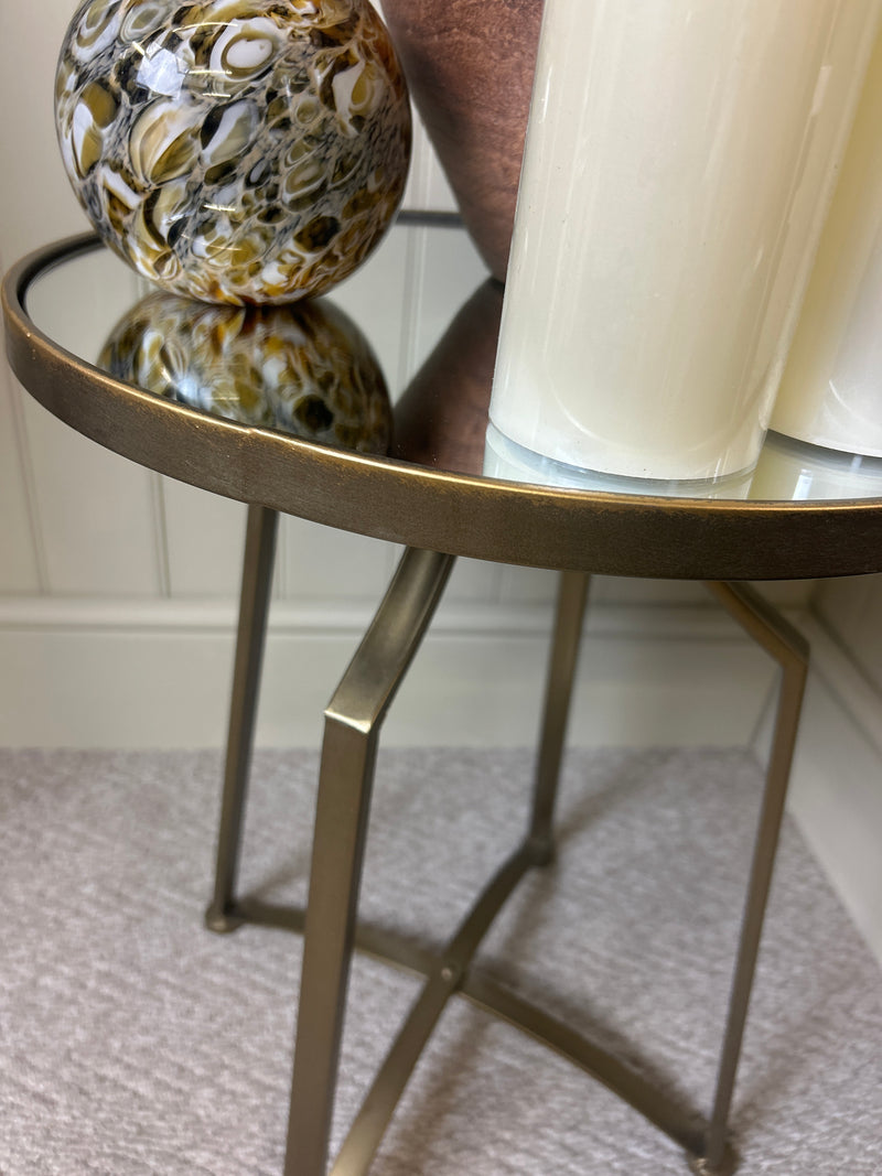 Antique Gold mirror top side table 2 sizes
