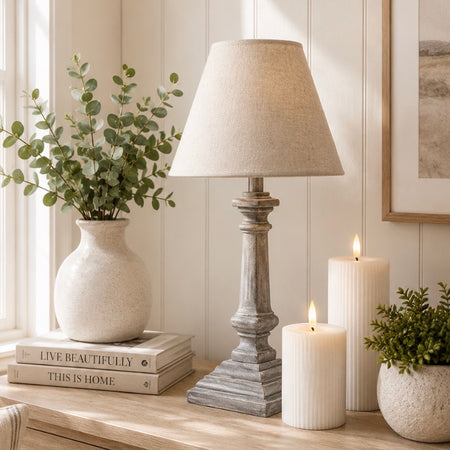 Capsa washed lamp square base linen shade