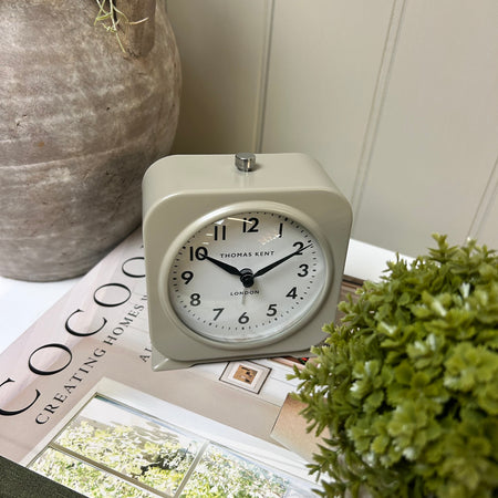 Taupe cream small mantle side table alarm bedside clock