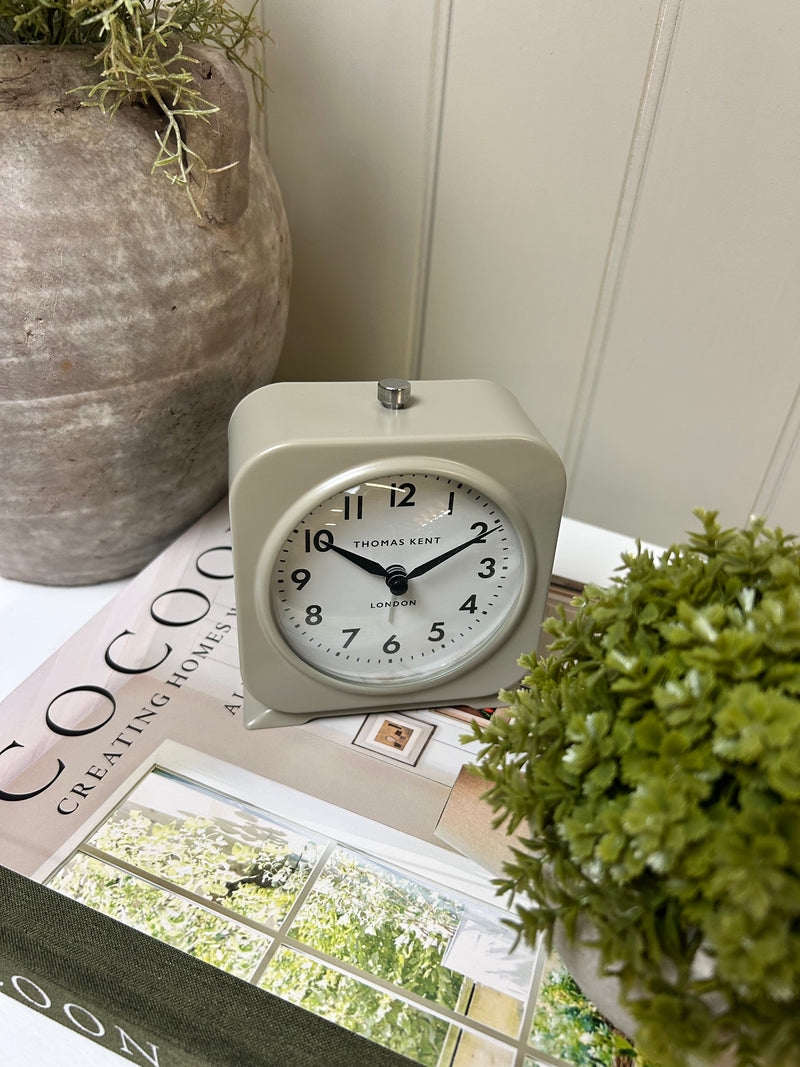 Taupe cream small mantle side table alarm bedside clock