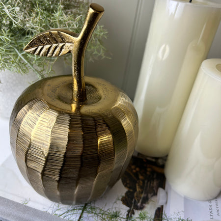 Gold brass metal large apple ornament