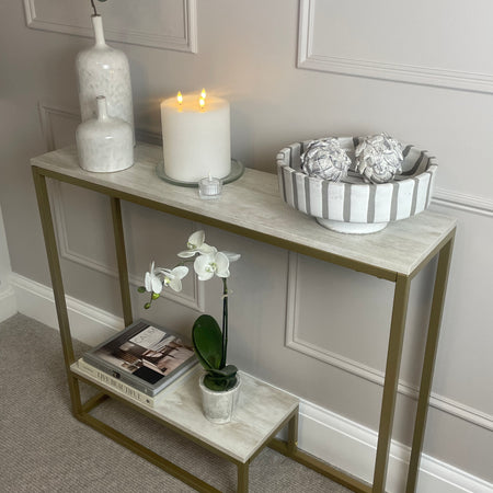 Brushed Matt gold console table with shelf