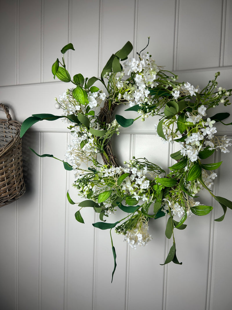 Summer daisy flower foliage wreath 45cm